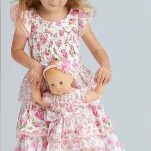 American Girl Floral White Pink Garden Party Dress
